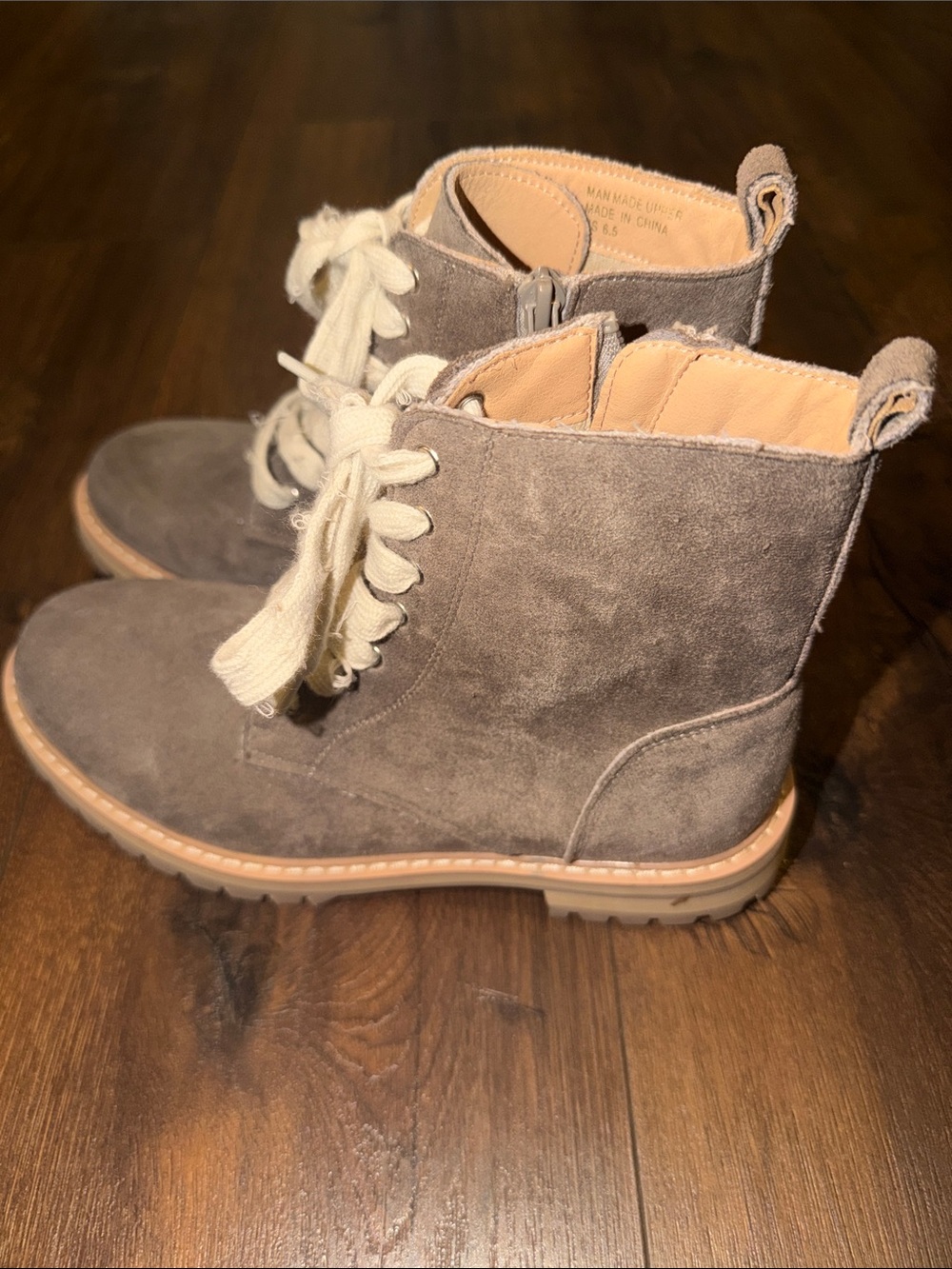 Oasis Society Tatum faux suede lace-up combat boots, taupe, 6.5